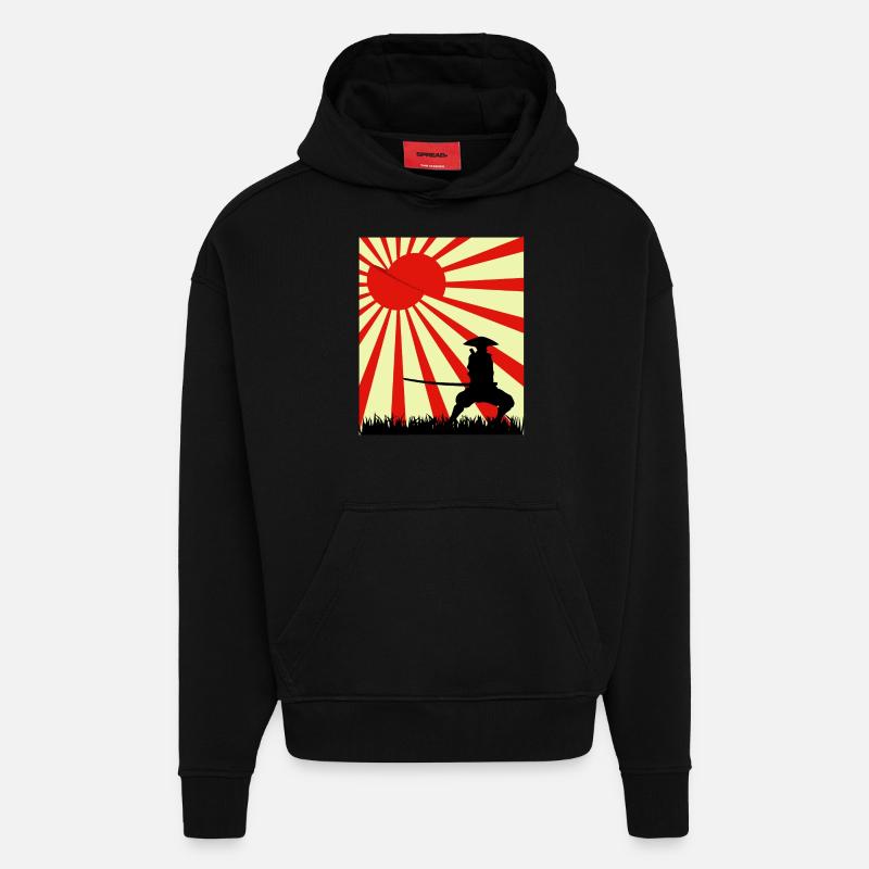 Moon Slice Samouraï - Sweat à capuche bio épais oversize fabriqué en UE - SOLID BLACK