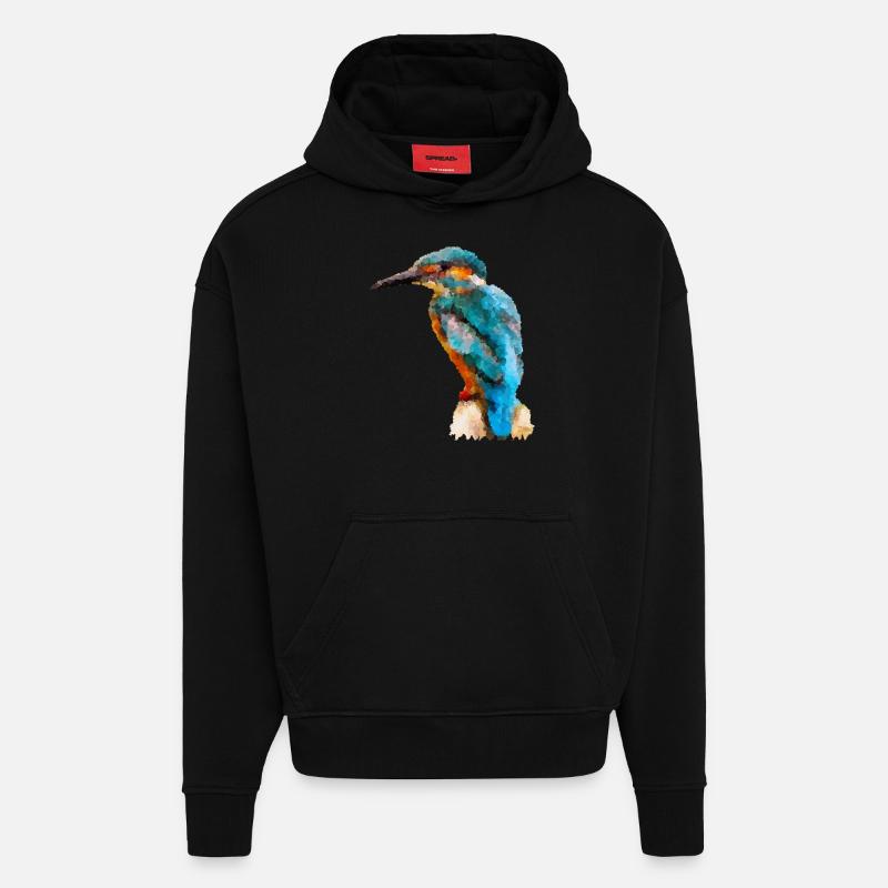 Oiseau de glace - Sweat à capuche bio épais oversize fabriqué en UE - SOLID BLACK