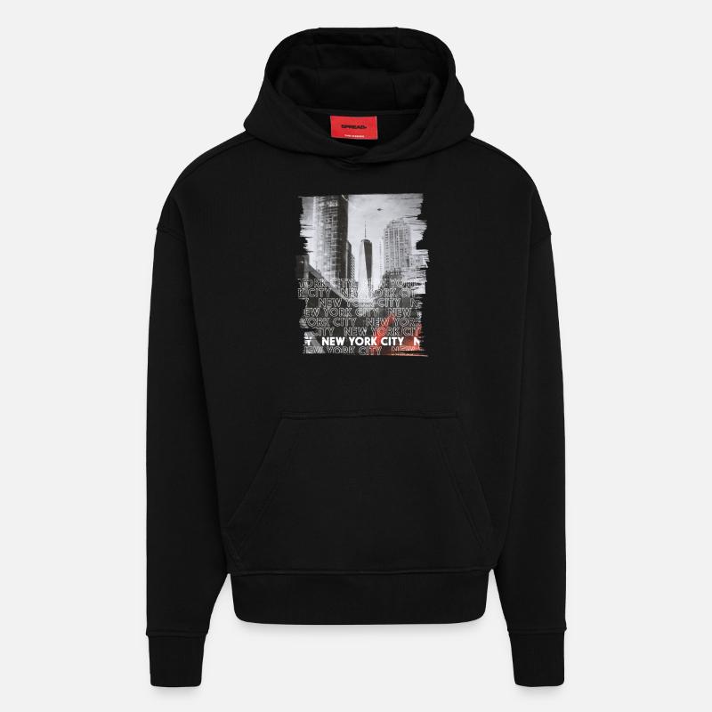 NEW YORK CITY - Sweat à capuche bio épais oversize fabriqué en UE - SOLID BLACK