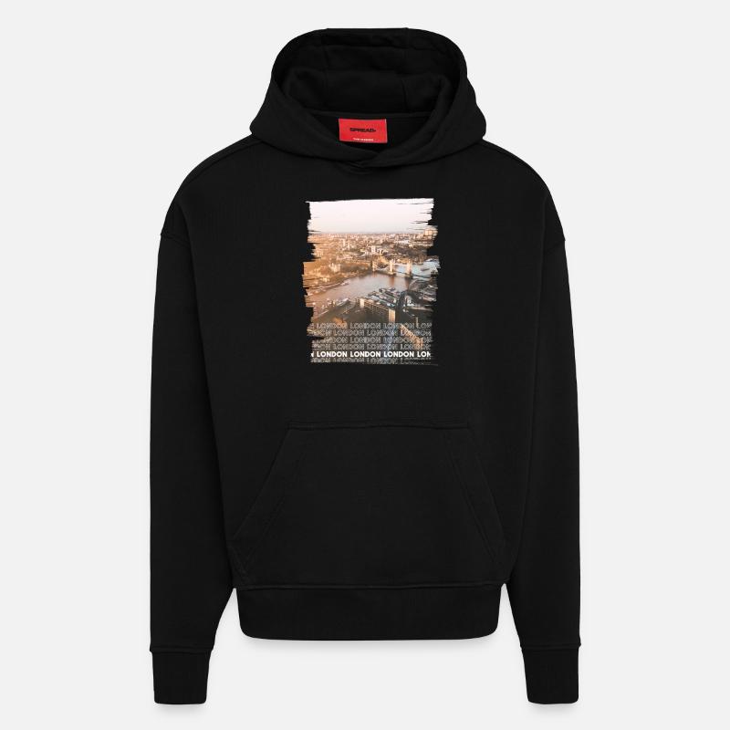 LONDON - Sweat à capuche bio épais oversize fabriqué en UE - SOLID BLACK