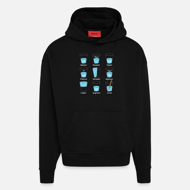 Mindset water glass setting - Hoodie- made by SPREAD  - SOLID BLACK