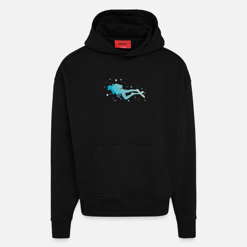 Les plongeurs - Sweat à capuche bio épais oversize fabriqué en UE - SOLID BLACK