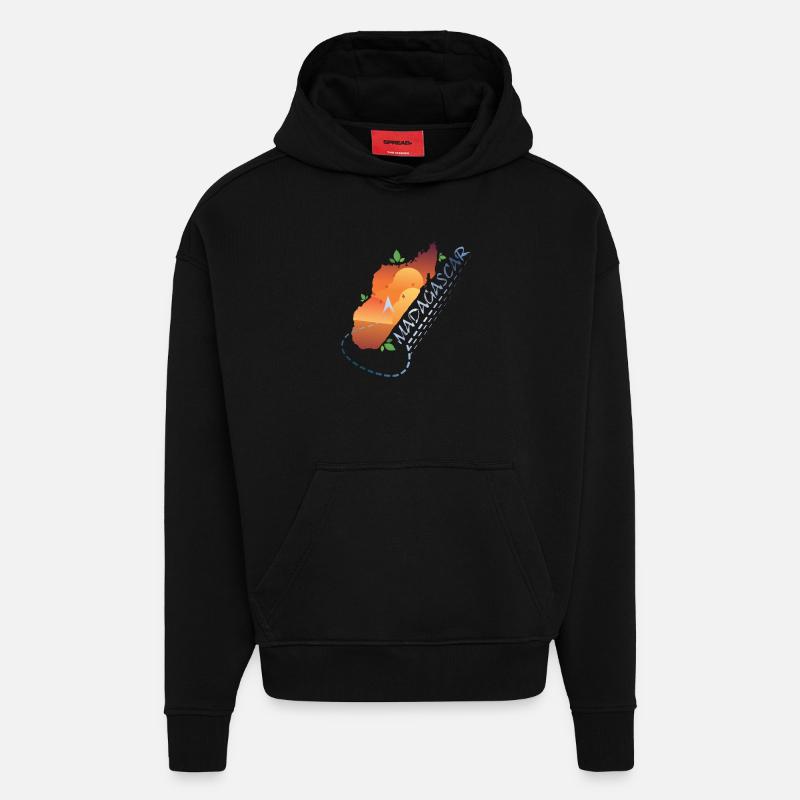 Madagascar - Sweat à capuche bio épais oversize fabriqué en UE - SOLID BLACK