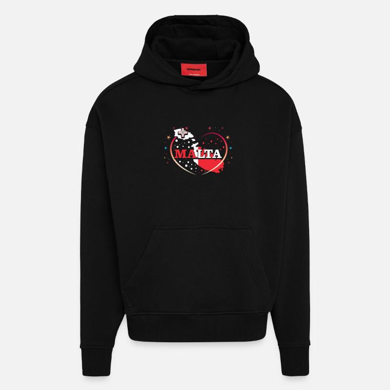 Malte - Sweat à capuche bio épais oversize fabriqué en UE - SOLID BLACK