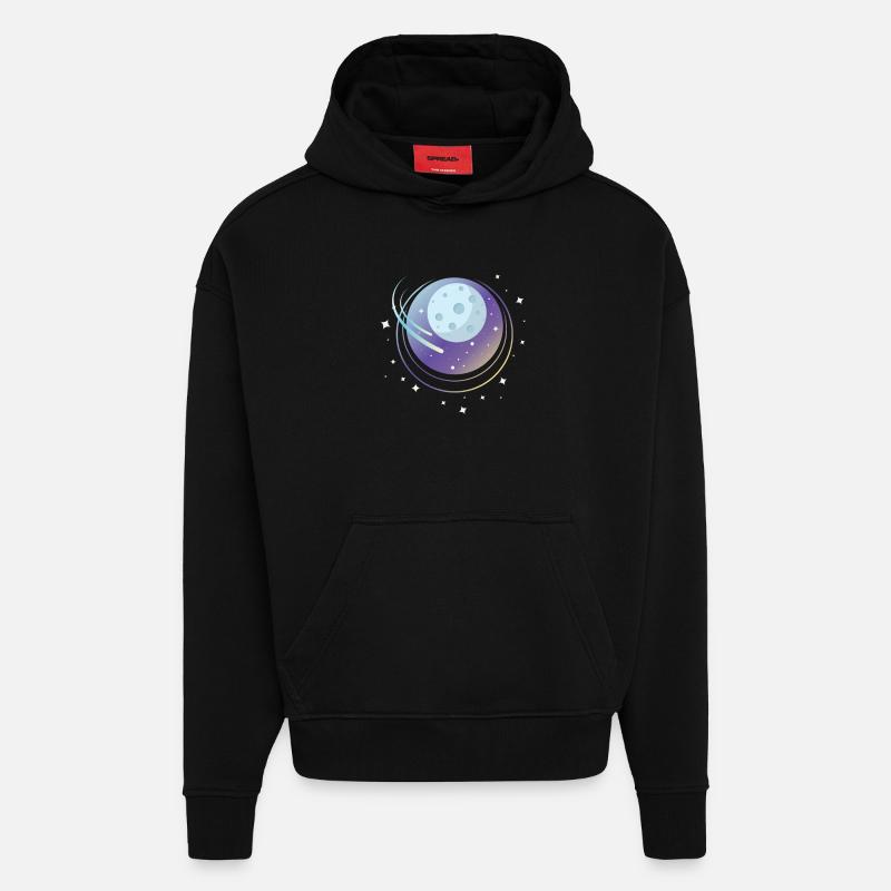 Conception de la comète - Sweat à capuche bio épais oversize fabriqué en UE - SOLID BLACK