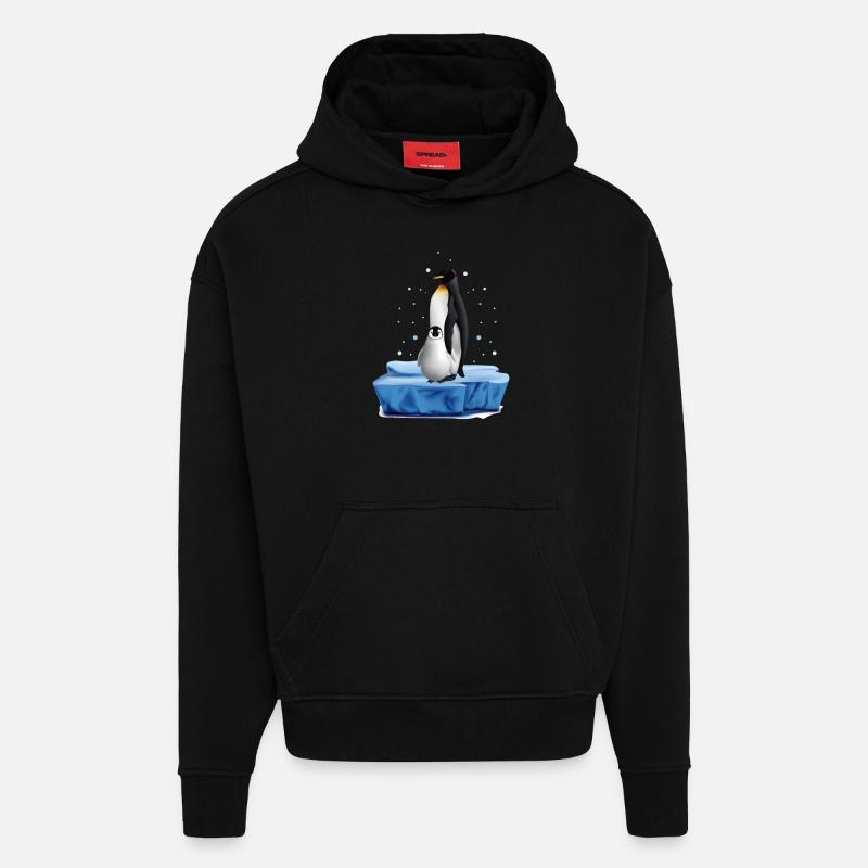 Conception de bébé pingouin - Sweat à capuche bio épais oversize fabriqué en UE - SOLID BLACK