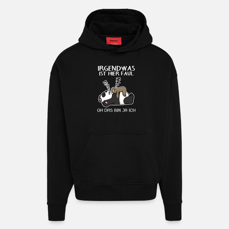 Faultier Spruch Panda Bär - Hoodie- made by SPREAD  - SOLID BLACK