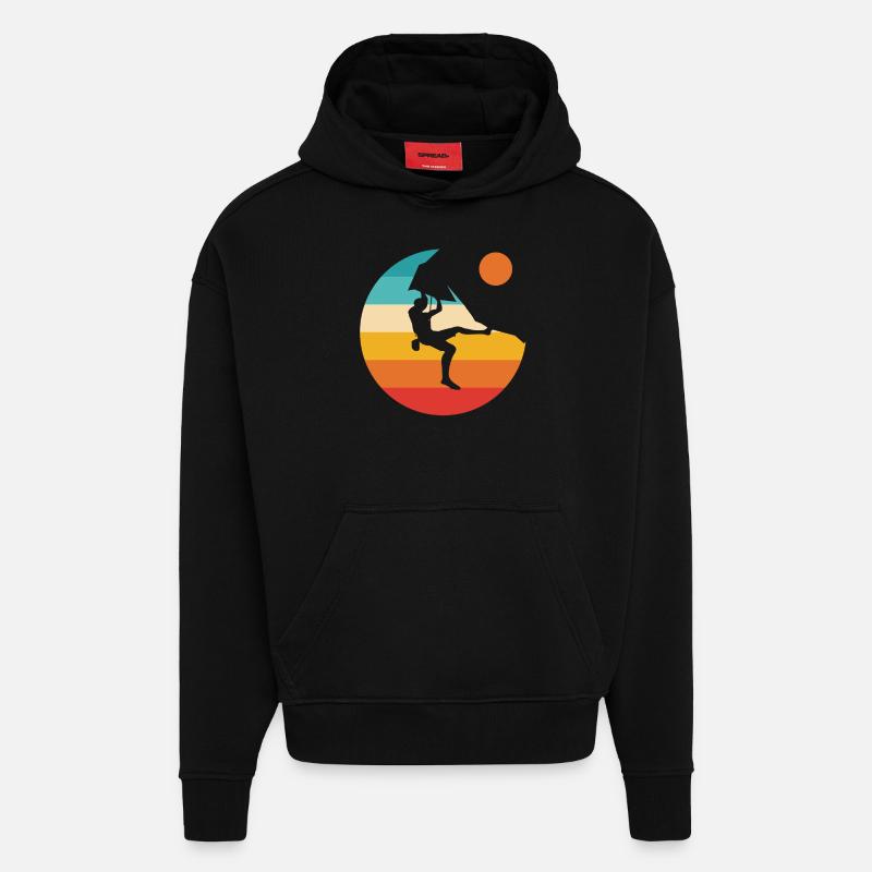 Klettern Klettern Bergsteiger Berg boulder - Hoodie- made by SPREAD  - SOLID BLACK