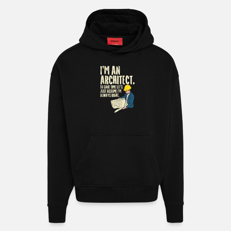 Architecte architecture cadeau - Sweat à capuche bio épais oversize fabriqué en UE - SOLID BLACK