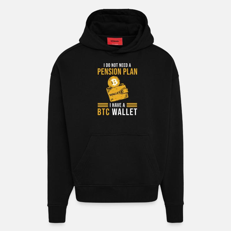 BTC Bitcoin Wallet Spruch - Hoodie- made by SPREAD  - SOLID BLACK