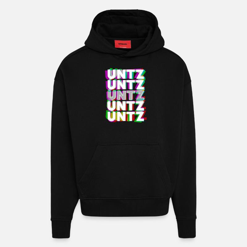 Untz Untz Untz Techno Raver - Sweat à capuche bio épais oversize fabriqué en UE - SOLID BLACK