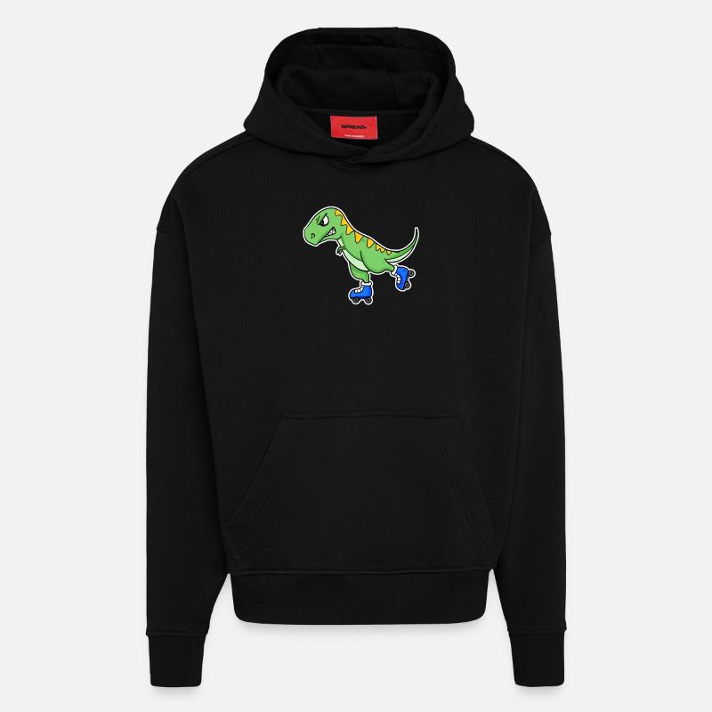 Inline Skating Dinosaurier - Hoodie- made by SPREAD  - SOLID BLACK