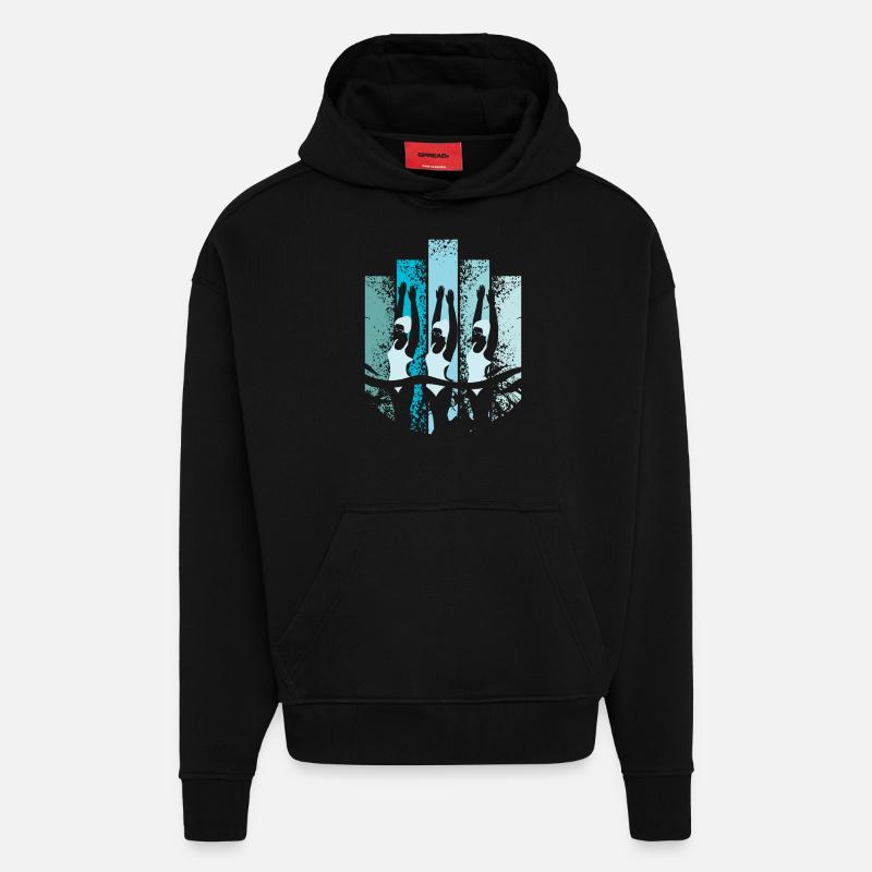 Nage synchrone rétro - Sweat à capuche bio épais oversize fabriqué en UE - SOLID BLACK