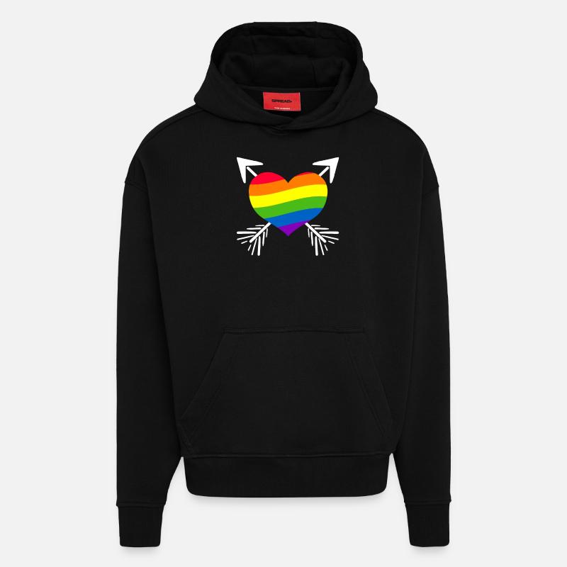 Regenbogen Herz Pfeil - Hoodie- made by SPREAD  - SOLID BLACK