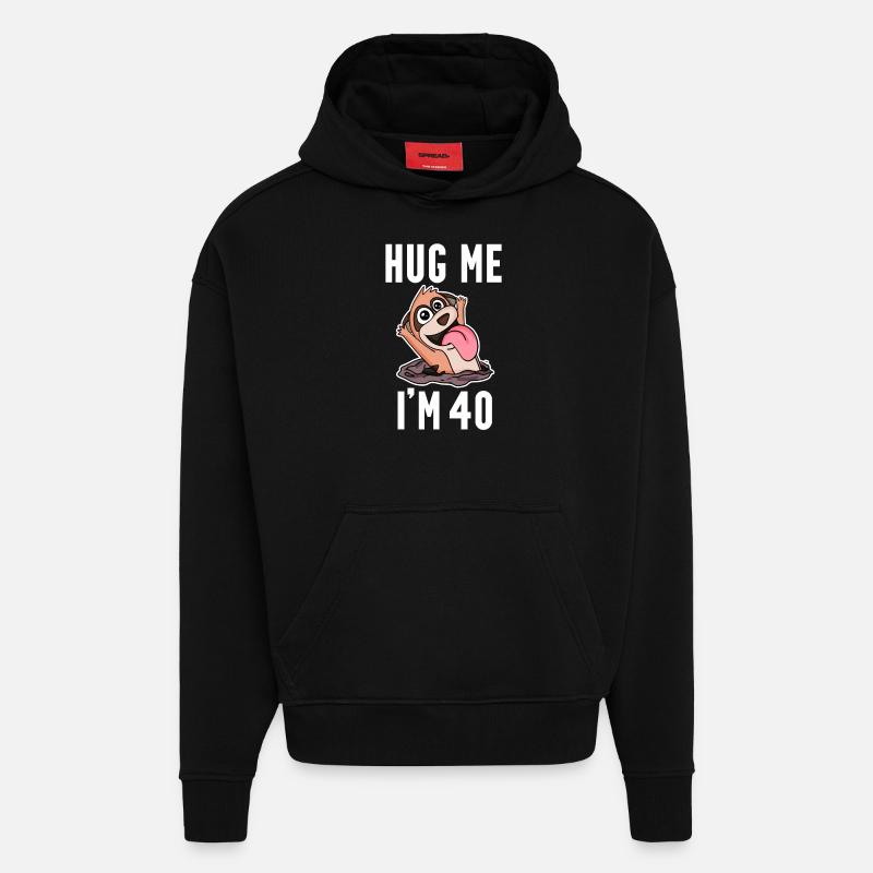 40 ans - 40 ans - accolade - Sweat à capuche bio épais oversize fabriqué en UE - SOLID BLACK