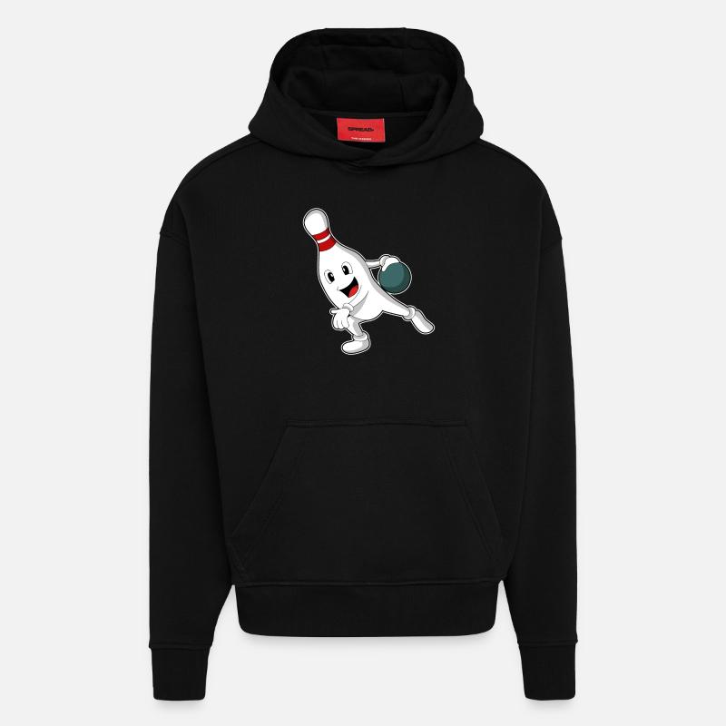 Bowling-Pin beim Bowling mit Bowlingkugel - Hoodie- made by SPREAD  - SOLID BLACK