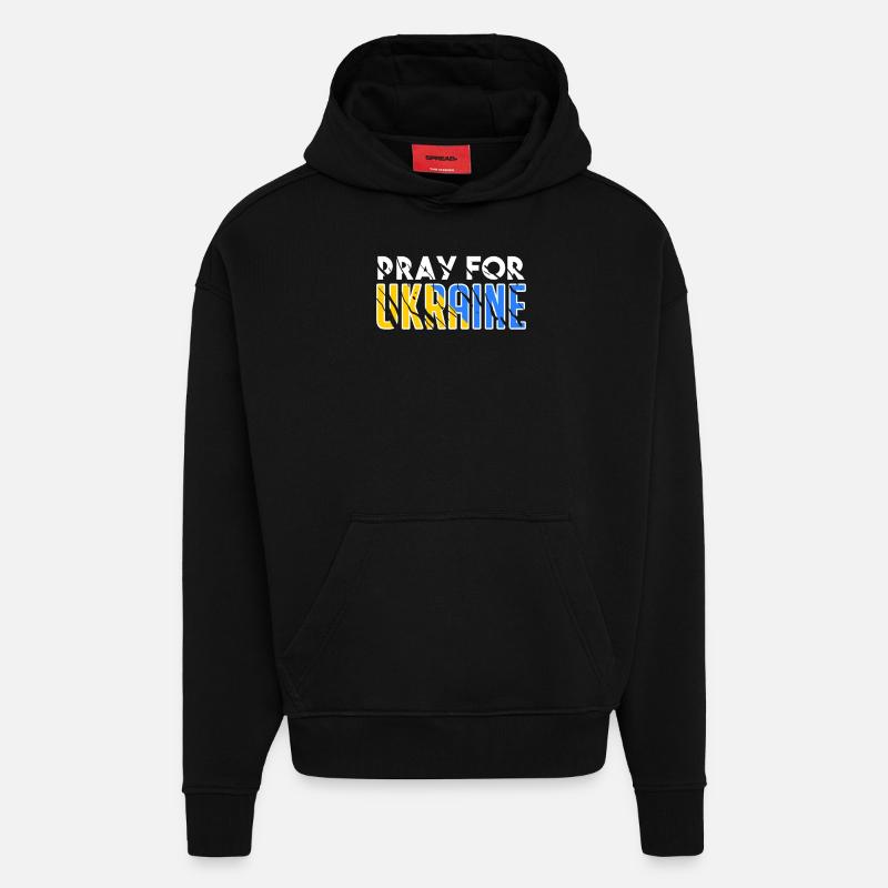 Ukraine - Sweat à capuche bio épais oversize fabriqué en UE - SOLID BLACK