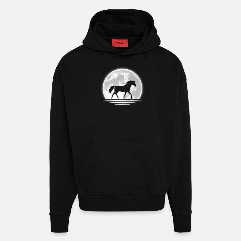 Cadeau cavalier d’équitation - Sweat à capuche bio épais oversize fabriqué en UE - SOLID BLACK