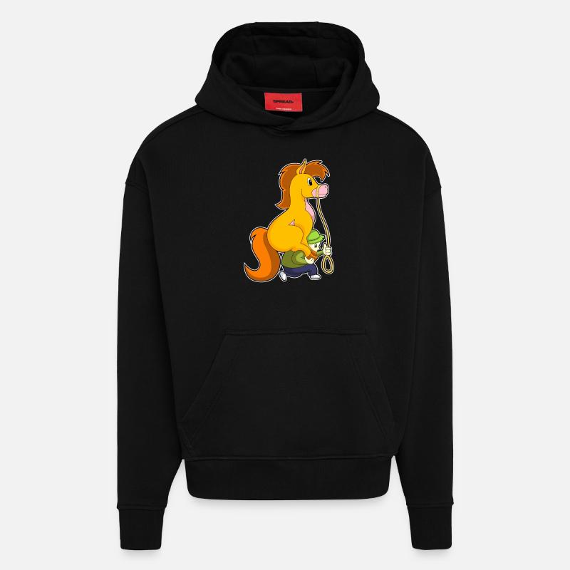 Pferd mit Junge - Hoodie- made by SPREAD  - SOLID BLACK