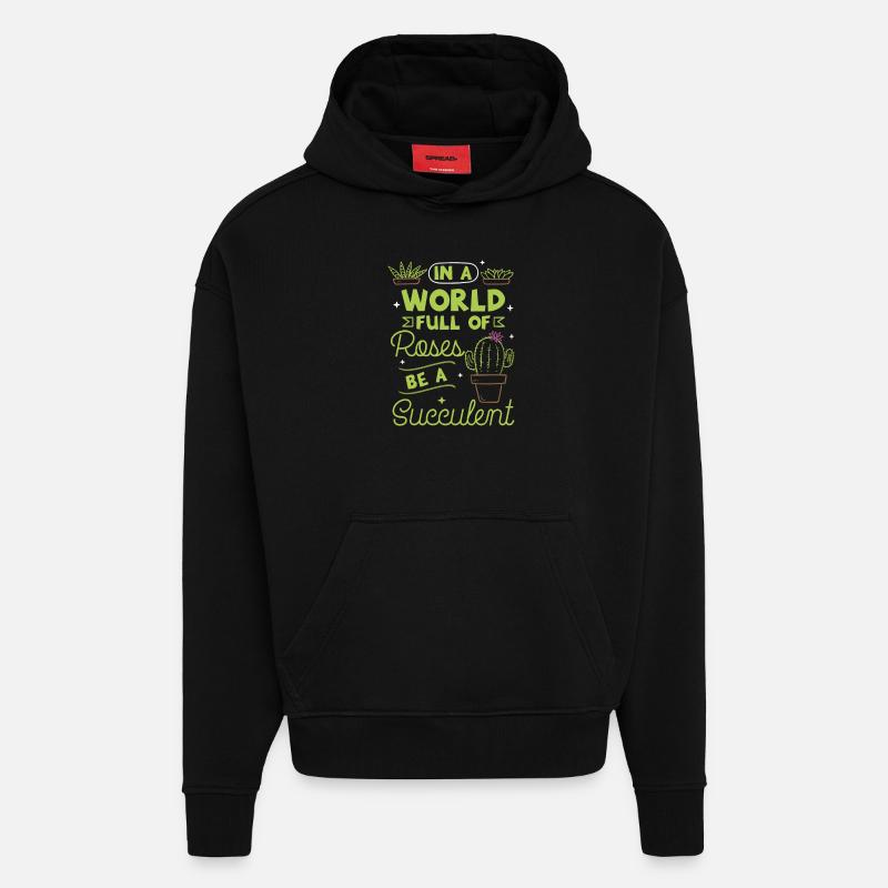 Pflanzen Plantes succulentes - Sweat à capuche bio épais oversize fabriqué en UE - SOLID BLACK