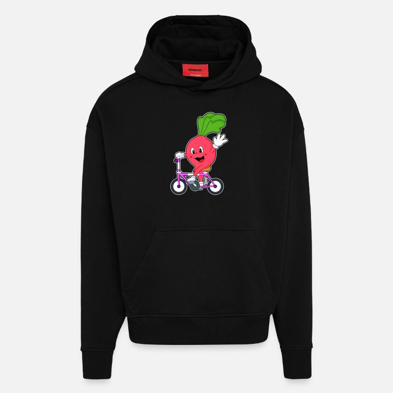Radis avec vélo - Sweat à capuche bio épais oversize fabriqué en UE - SOLID BLACK