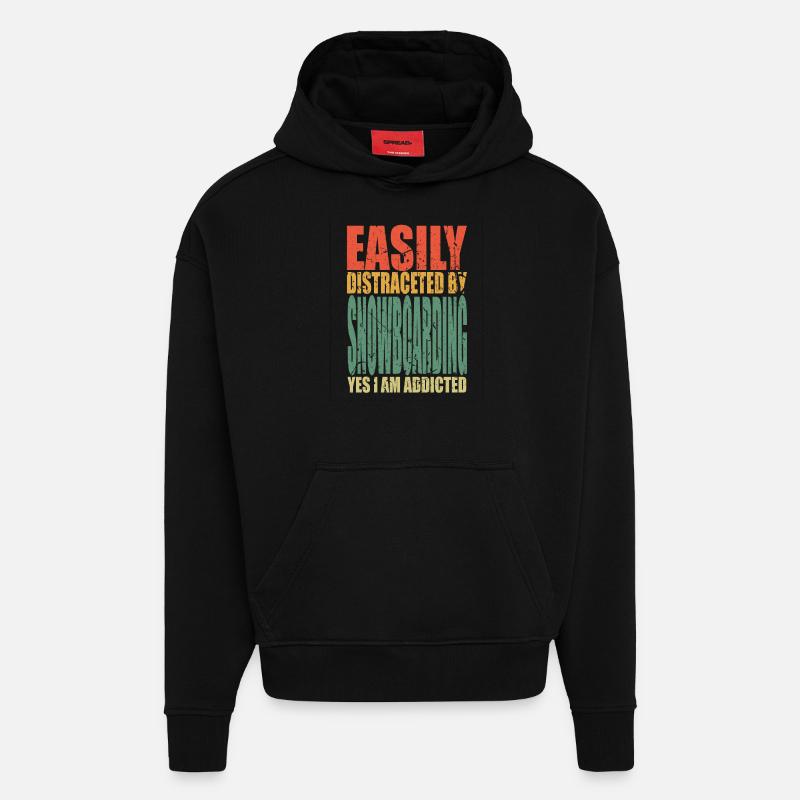 Snowboard en disant drôle - Sweat à capuche bio épais oversize fabriqué en UE - SOLID BLACK