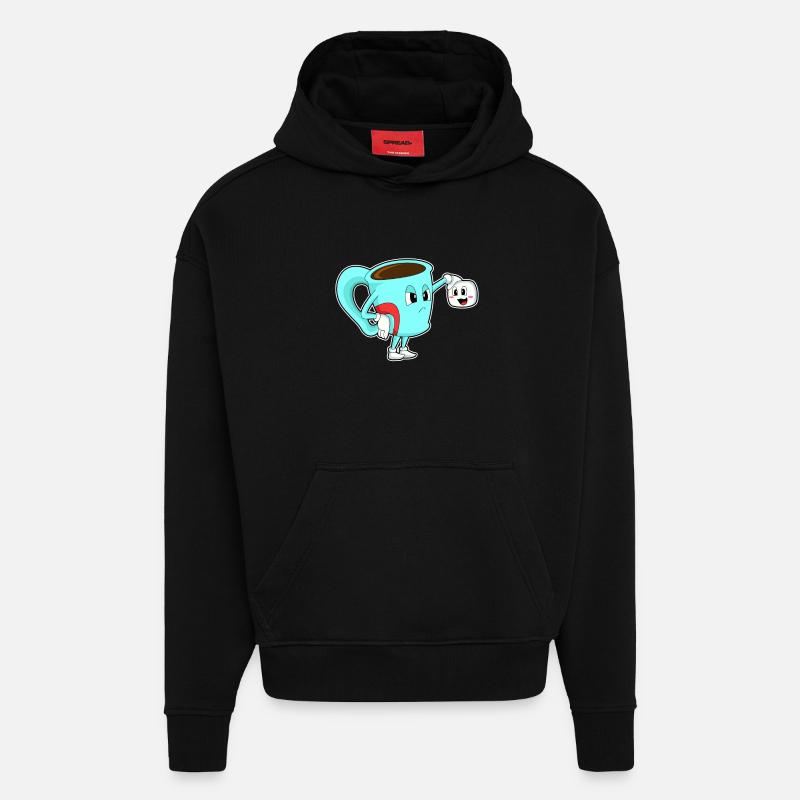 Tasse de café - Sweat à capuche bio épais oversize fabriqué en UE - SOLID BLACK
