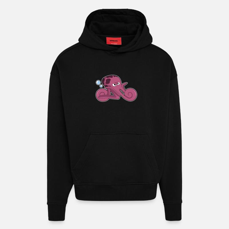 Octopus comme moto - Sweat à capuche bio épais oversize fabriqué en UE - SOLID BLACK