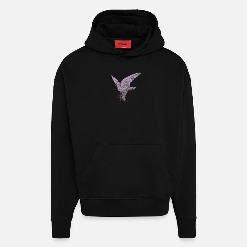Rosa Taube Friedenstaube Dispersion - Hoodie- made by SPREAD - SOLID BLACK