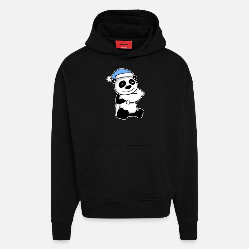 Panda Bébé - Sweat à capuche bio épais oversize fabriqué en UE - SOLID BLACK