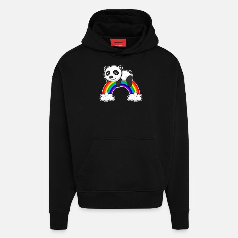 Regenbogen Panda - Hoodie- made by SPREAD  - SOLID BLACK
