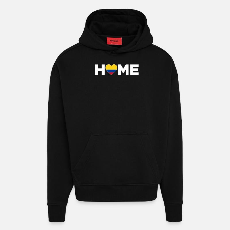 Colombie Patrie Colombie Drapeau - Sweat à capuche bio épais oversize fabriqué en UE - SOLID BLACK