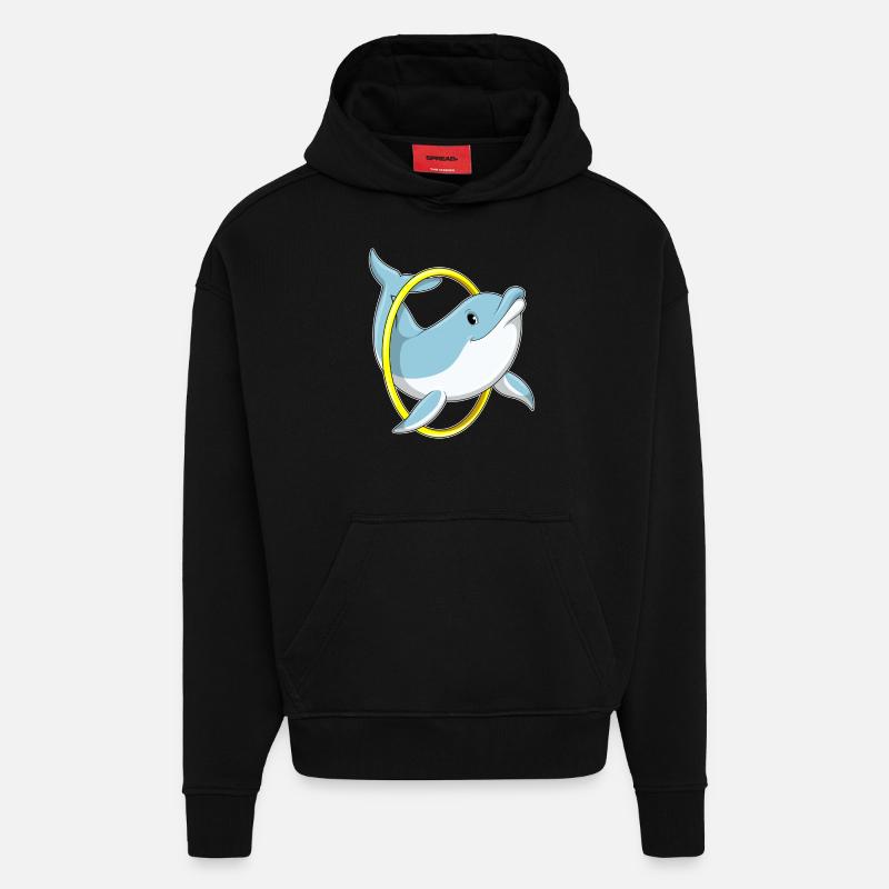 Delfin mit Ring - Hoodie- made by SPREAD  - SOLID BLACK
