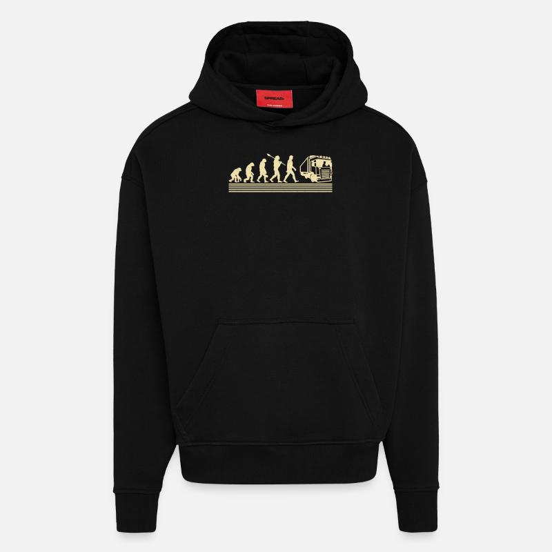 Lkw-fahrer-evolution - Hoodie- made by SPREAD  - SOLID BLACK