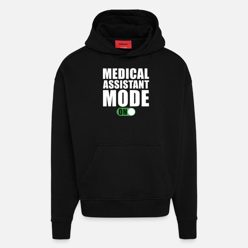 Mode Assistant médical activé - Sweat à capuche bio épais oversize fabriqué en UE - SOLID BLACK
