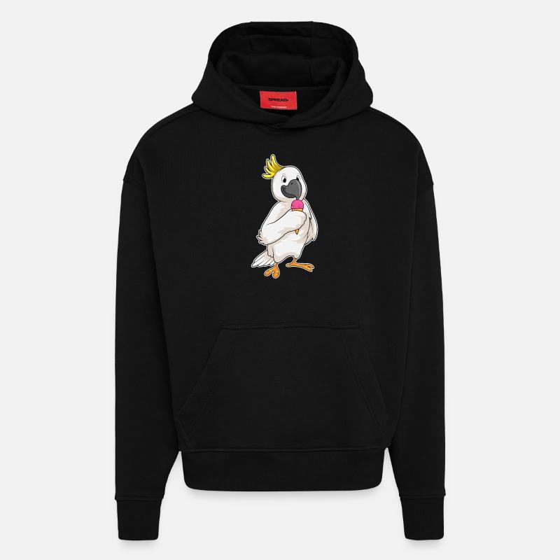 Perroquet au gaufrier - Sweat à capuche bio épais oversize fabriqué en UE - SOLID BLACK