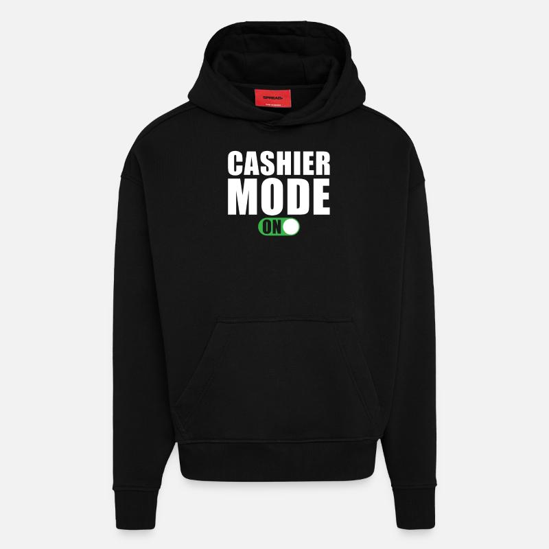 Mode Caissier activé - Sweat à capuche bio épais oversize fabriqué en UE - SOLID BLACK