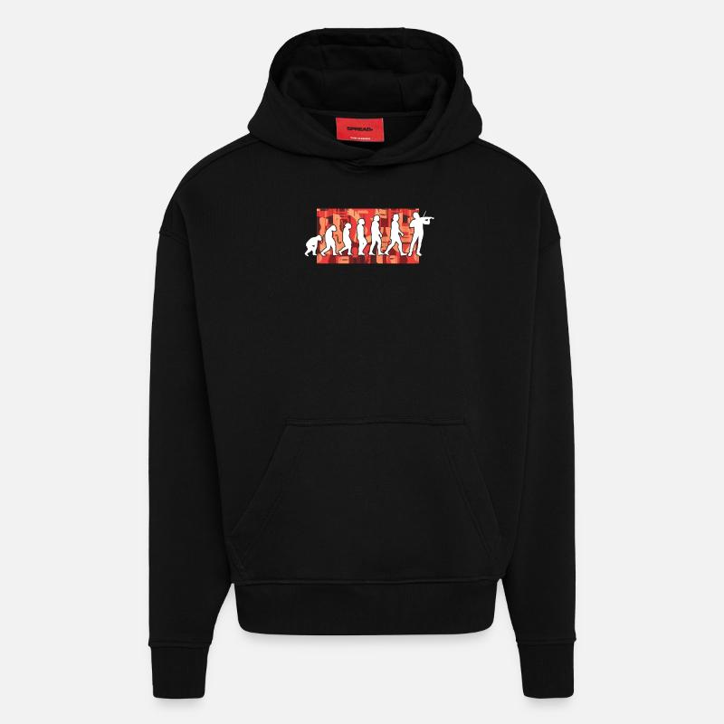 Évolution du violoniste - Sweat à capuche bio épais oversize fabriqué en UE - SOLID BLACK