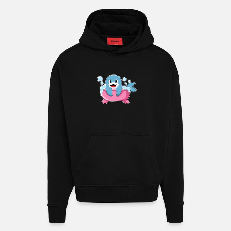Dauphin dans la baignoire - Sweat à capuche bio épais oversize fabriqué en UE - SOLID BLACK