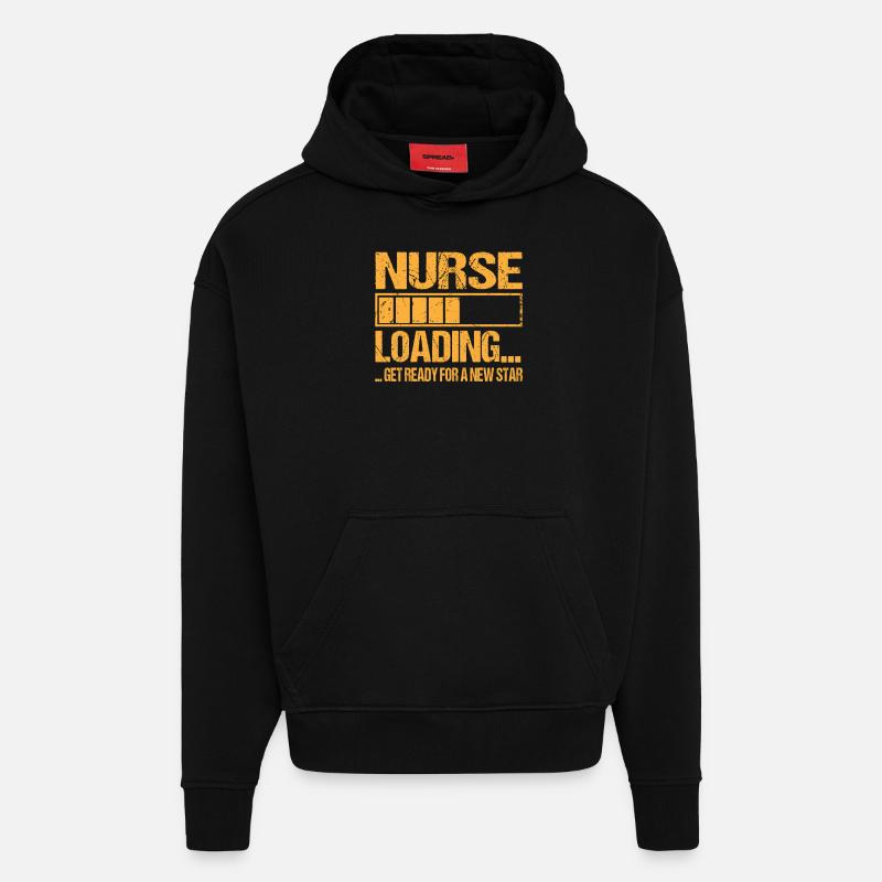 Infirmière charge Infirmière - Sweat à capuche bio épais oversize fabriqué en UE - SOLID BLACK