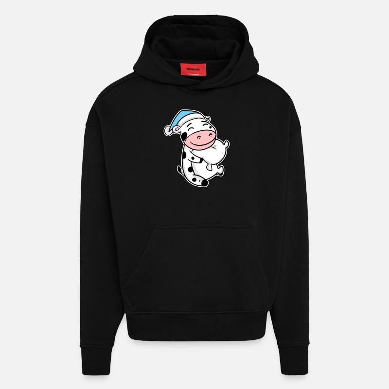 Bébé vache - Sweat à capuche bio épais oversize fabriqué en UE - SOLID BLACK
