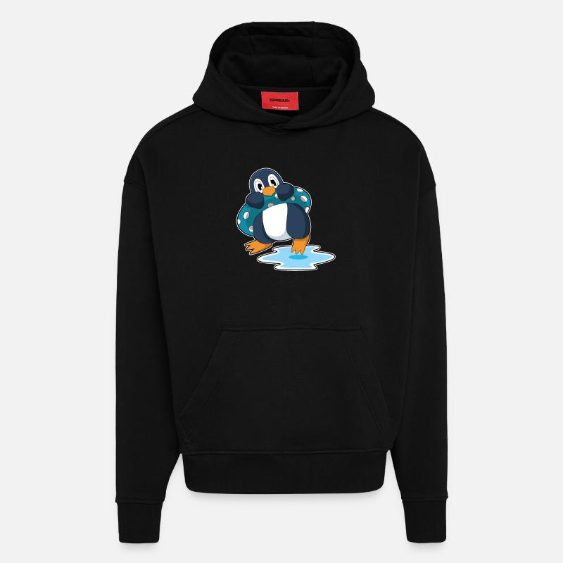 Pinguin mit Schwimmring - Hoodie- made by SPREAD  - SOLID BLACK