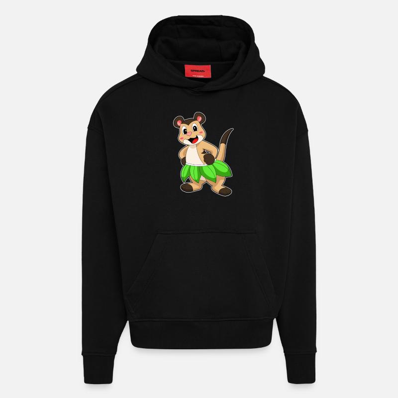Suricates dansant ballet - Sweat à capuche bio épais oversize fabriqué en UE - SOLID BLACK