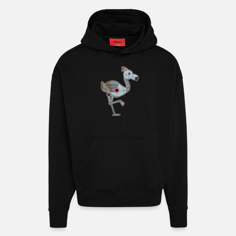 Flamingo as a robot - Hoodie- made by SPREAD - SOLID BLACK