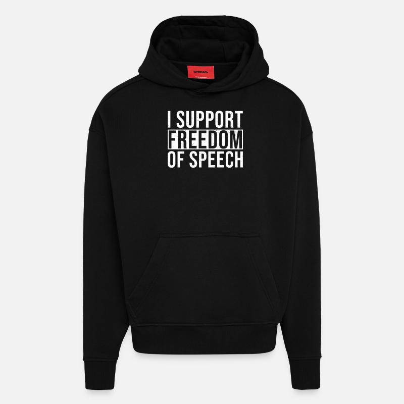 Liberté d’expression - Sweat à capuche bio épais oversize fabriqué en UE - SOLID BLACK