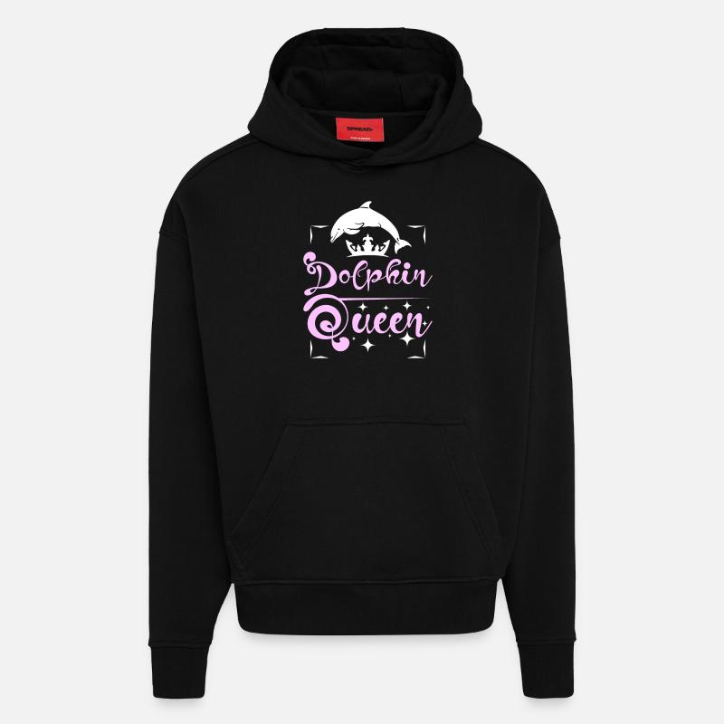 Reine des dauphins - Sweat à capuche bio épais oversize fabriqué en UE - SOLID BLACK