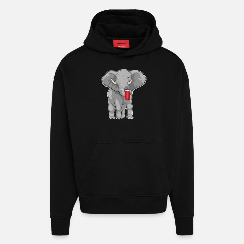 Elefant Trinkbecher - Hoodie- made by SPREAD - SOLID BLACK