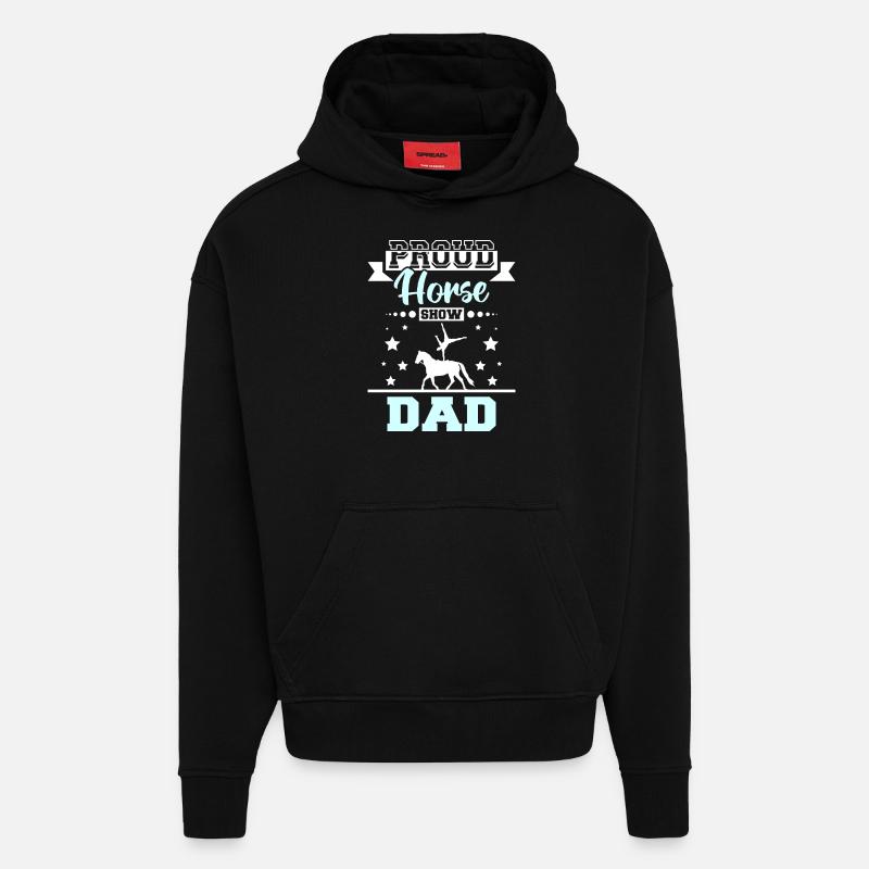 Fier spectacle équestre papa - Sweat à capuche bio épais oversize fabriqué en UE - SOLID BLACK