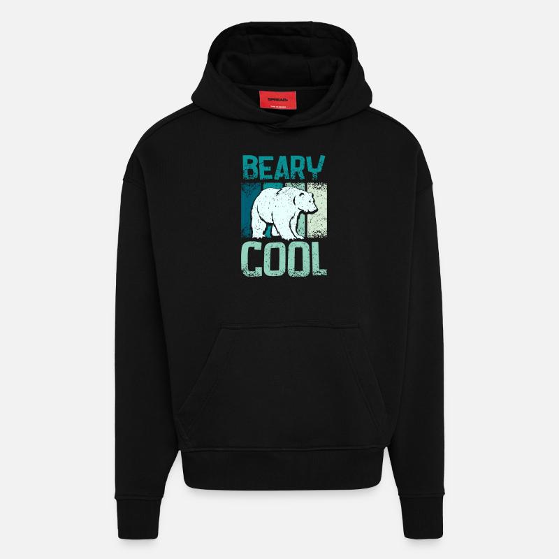 Ours polaires beary cool - Sweat à capuche bio épais oversize fabriqué en UE - SOLID BLACK