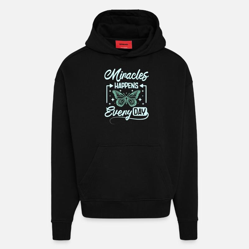 Miracles happens every day - Hoodie- made by SPREAD  - SOLID BLACK